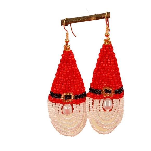 Beads Earrings Santa Claus Belt Design - Picture 2 of 5